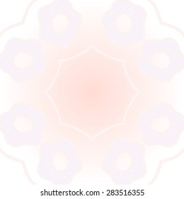 Circular  seamless pattern of floral motif, stamens, stylized flowers,star, copy space. Hand drawn.