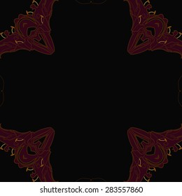 Circular  seamless pattern of floral motif, stamens, flowers, stripes, spots, copy space, lily. Hand drawn.