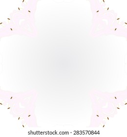 Circular  seamless pattern of floral motif, stamens, flowers, stripes, spots, copy space, lily. Hand drawn.