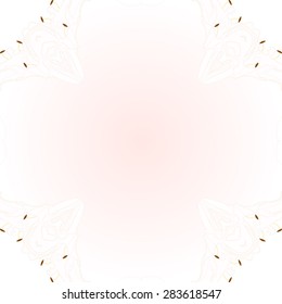 Circular  seamless pattern of floral motif, stamens, flowers, stripes, spots, copy space, lily. Hand drawn.