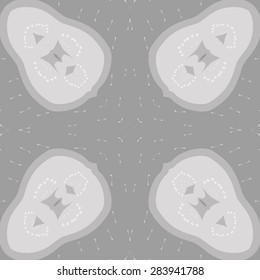 Circular  seamless pattern of  floral motif, doodles, stamens, hole. Hand drawn.