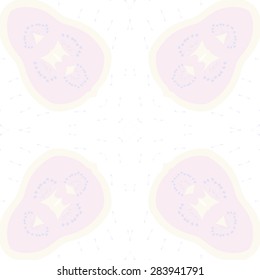 Circular  seamless pattern of  floral motif, doodles, stamens, hole. Hand drawn.