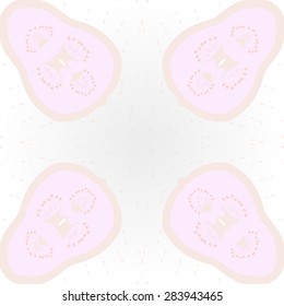 Circular  seamless pattern of  floral motif, doodles, stamens, hole. Hand drawn.