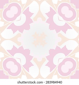 Circular  seamless pattern of  floral motif, zigzag, waves, hole. Hand drawn.