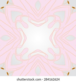 Circular  seamless pattern of  floral motif, stylized flower,stamens,stripes, spots, copy space. Hand drawn.