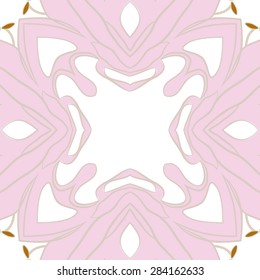 Circular  seamless pattern of  floral motif, stylized flower,stamens,stripes, spots, copy space. Hand drawn.