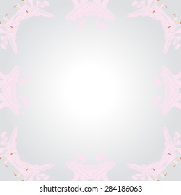 Circular  seamless pattern of  floral motif, stamens,stripes, spots,hole, copy space. Hand drawn.
