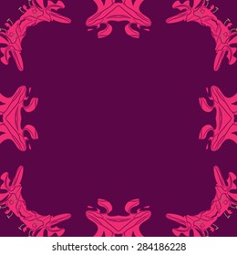 Circular  seamless pattern of  floral motif, stamens,stripes, spots,hole, copy space. Hand drawn.