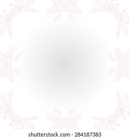 Circular  seamless pattern of  floral motif, stamens,stripes, spots,hole, copy space. Hand drawn.