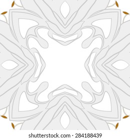 Circular  seamless pattern of  floral motif, stylized flower,stamens,stripes, spots, copy space. Hand drawn.