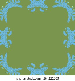 Circular  seamless pattern of  floral motif, stamens,stripes, spots,hole, copy space. Hand drawn.