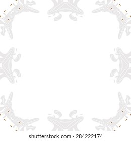 Circular  seamless pattern of  floral motif, stamens,stripes, spots,hole, copy space. Hand drawn.