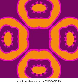 Circular  seamless pattern of  floral motif, stripes, spots, hole. Hand drawn.