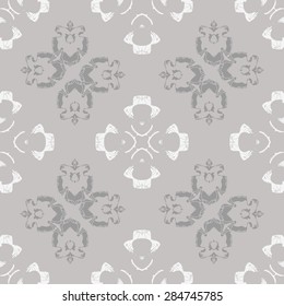 Circular  seamless pattern of  floral motif,  hole, spots. Handmade.