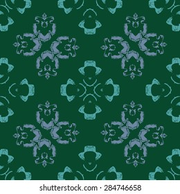 Circular  seamless pattern of  floral motif,  hole, spots. Handmade.