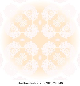 Circular  seamless pattern of  floral motif, spots, hole. Handmade.