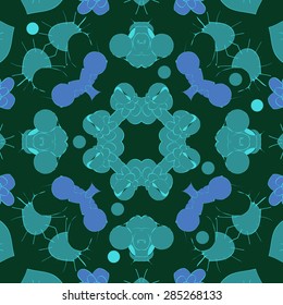 Circular  seamless pattern of  floral motif, doodles, spots,ellipse. Hand drawn.