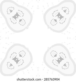 Circular  seamless pattern of  floral motif, doodles, spots, stamens, hole, copy space. Hand drawn.
