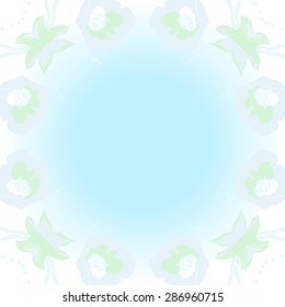 Circular seamless  pattern of  floral motif, ellipses, flowers, hole, copy space. Hand drawn.