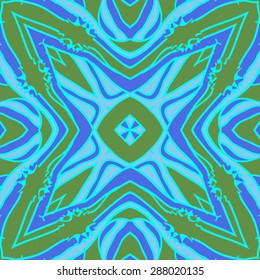 Circular  seamless pattern of  floral motif, stripes, spots, stars, cross. Hand drawn.