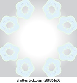 Circular seamless pattern of floral motif, flowers, stamens, hole, spots, Hand drawn.