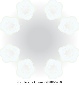 Circular seamless pattern of floral motif, flowers, stamens, hole, spots, Hand drawn.