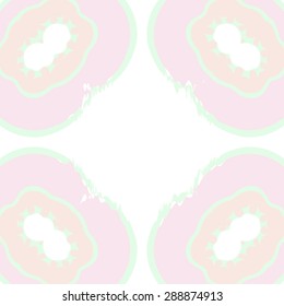 Circular seamless pattern of floral motif, waves,stripes, hole, spots,copy space. Hand drawn.