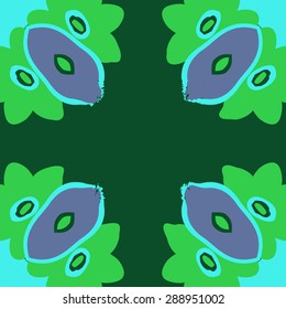 Circular seamless pattern of floral motif,  flowers, ellipses, waves, spots. Hand drawn.