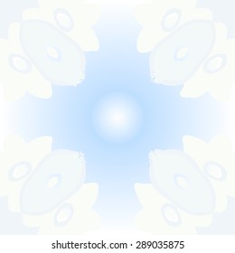 Circular seamless pattern of floral motif,  flowers, ellipses, waves, spots, copy space. Hand drawn.