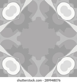 Circular seamless pattern of floral motif, zigzag, spots, hole ,waves, copy space. Hand drawn.