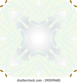 Circular seamless pattern of  floral motif, stripes, spots,waves,  copy space. Hand drawn.