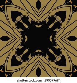 Circular seamless pattern of  floral motif, stripes, spots,waves,  copy space. Hand drawn.