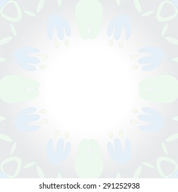 Circular seamless  pattern of floral motif, branches, flowers, ellipses, copy space. Hand drawn.