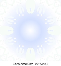 Circular seamless  pattern of floral motif, branches, flowers, ellipses, copy space. Hand drawn.