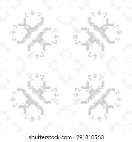 Circular seamless  pattern of floral motif, spots, hole, stripes, spirals, waves. Hand drawn.