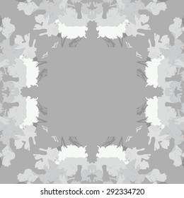 Circular seamless  pattern of floral motif, stylized  bushes , spots, stripe, hole,copy space. Hand drawn.