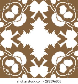 Circular seamless  pattern of floral motif, spots, stars,hole, zigzags, copy space. Hand drawn.