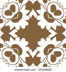 Circular seamless  pattern of floral motif, spots, stars,hole, zigzags, copy space. Hand drawn.