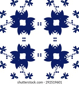 Circular seamless  pattern of floral motif, stylized flowers , text, butterfly, copy space. Hand drawn.