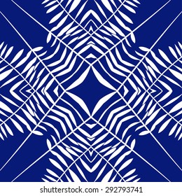 Circular seamless  pattern of floral motif, spots, star, leaves, branches. Hand drawn.