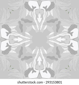 Circular seamless  pattern of  floral motif, hole,  spots, stripes. Hand drawn.