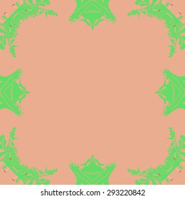 Circular seamless  pattern of  floral motif, spots, waves, stamens, copy space. Hand drawn.