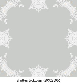 Circular seamless  pattern of  floral motif, spots, waves, stamens, copy space. Hand drawn.