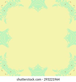 Circular seamless  pattern of  floral motif, spots, waves, stamens, copy space. Hand drawn.