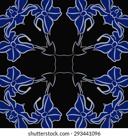 Circular seamless  pattern of floral motif, stripes, flowers, ellipses hole, copy space. Hand drawn.