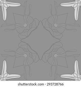 Circular seamless  pattern of floral motif, stripes, spots, copy space. Hand drawn.