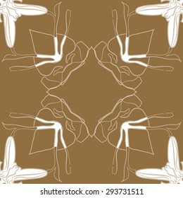 Circular seamless  pattern of floral motif, stripes, spots, copy space. Hand drawn.