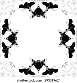 Circular seamless  pattern of floral motif, flowers, garland, branches, copy space. Hand drawn.