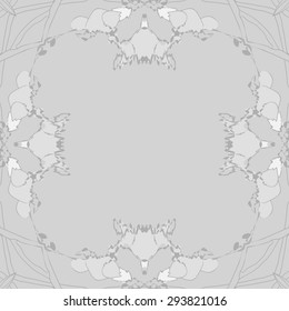 Circular seamless  pattern of floral motif, flowers, garland, branches, copy space. Hand drawn.