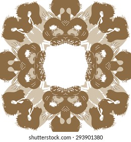 Circular seamless  pattern of floral motif, stylized flowers, garland,doodles, waves, copy space. Hand drawn.